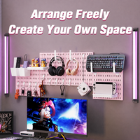 Organisateur mural rose sans perçage, panneau perforé librement combinable pour mur et bureau, idéal pour le rangement de bijoux et d'ornements en dortoir