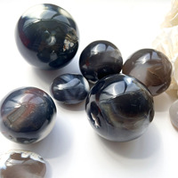 Esfera de Ágata Azul Blanca Natural Tallada en Cristal, Piedra Curativa, Esfera de Ágata Orca Colorida