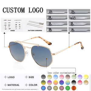 Gafas de Sol de Piloto Unisex, Lentes Ovaladas con Degradado Azul, Montura Dorada de Aro Completo, 100% Protección UV, Uso en Exteriores, Adultos - Product Image 2