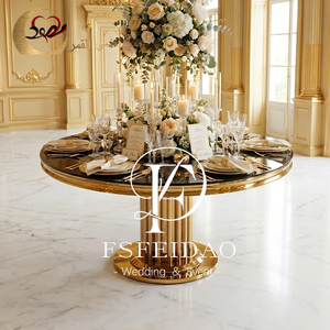 Mesa de Comedor Rectangular Moderna de Acero Inoxidable y Vidrio para Bodas y Eventos de Hotel, Muebles para Comedor - Product Image 3