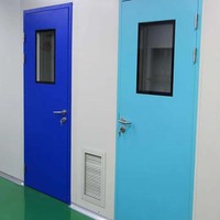 Portes battantes en acier galvanisé sur mesure, conformes aux normes GMP industrielles, pour salles blanches, avec cadre