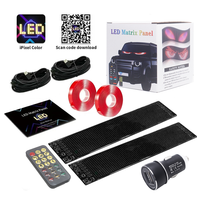 New Animated Custom Display Flexible Led Screen Panel Devil Eyes Blinking Car Truck Lights Remote Control 12V Lemmombo