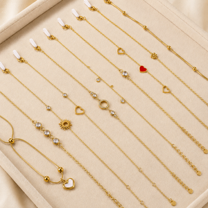 Trendy Acier Inoxydable Stainless Steel 18K Gold Plated Zircon Women Fashion Jewelry Chain <b>Bracelet</b> - Product Image 1