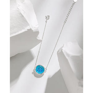 HSL1822 Pulsera de resina azul turquesa Pulsera ajustable de plata esterlina Pulsera colgante Ocean <span class=keywords><strong>Drems</strong></span> para mujer - Product Image 2