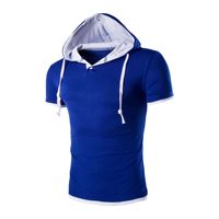 Bestseller 8 Farben M-5XL Herren Freizeithemd Kurzarm Slim Fit Freizeitkleidung Kapuzen-Oberteil Sommer Herren T-Shirt EDT08