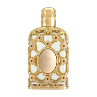 Parfum pour homme Arabe de luxe, floral boisé naturel, cuir, Eau de Parfum, flacon doré orné, accents rouges, 80 ml, taille standard, longue tenue