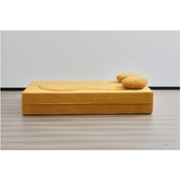Canapé-lit Chesterfield moderne et portable, orange, rembourré en tissu avec rembourrage en mousse, dossier confortable, extensible, pour salon