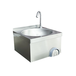 Évier de lavage des mains en acier inoxydable à commande au genou avec robinet, lavabo hygiénique mural pour cuisines de <span class=keywords><strong>restauration</strong></span> - Product Image 1