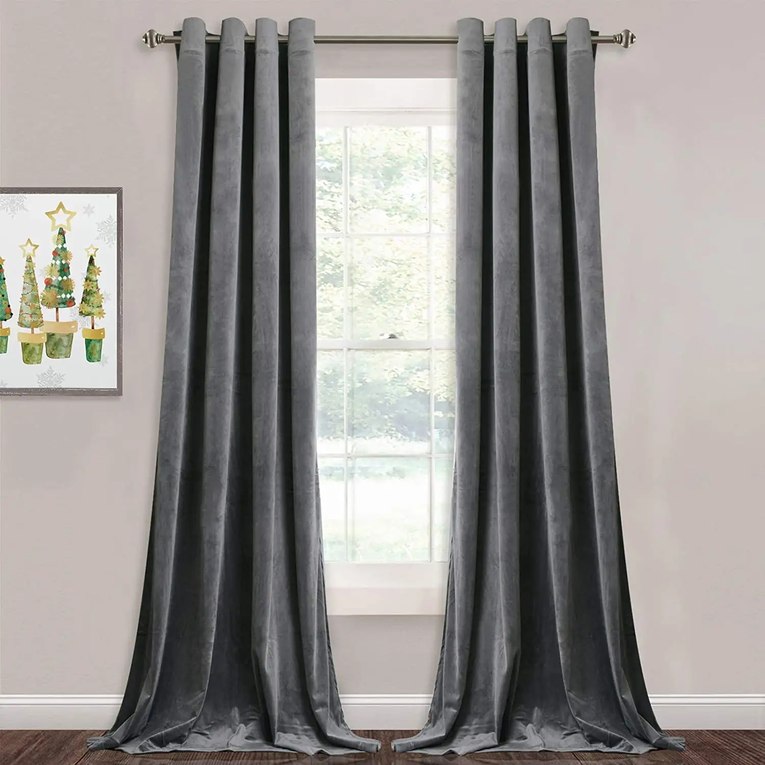 Velvet Curtains 2 Panels Blackout Curtains 84 Inches Long With Grommets For Windows Living Room Bedroom