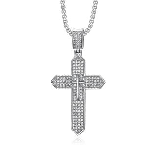 Hip Hop Iced Out CZ Cruz religiosa cristiana impermeable deslustre libre de acero inoxidable joyería de moda colgante collares hombres - Product Image 4