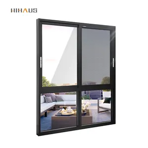 Hihaus custom large alu 3 track aluminium double glazed glass sliding windows