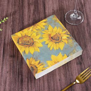 3-lagige Cocktail-Servietten mit Blumenmuster für Party, Mittagessen, Abendessen, Herbst-Papierservietten für Decoupage, Einweg-Sonnenblumen-Servietten - Product Image 3