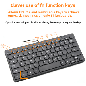 Clavier filaire mini et fin à 78 touches, multifonction, USB, silencieux, pour jeux, ordinateur de bureau et ordinateur portable - Product Image 6