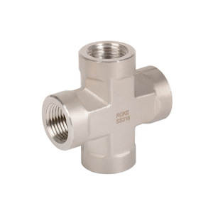 Connecteur fileté NPT à quatre voies ROKE en acier inoxydable 316 pour raccord hydraulique - Product Image 1