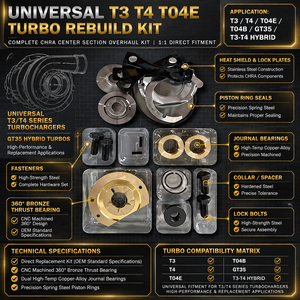 Kit <span class=keywords><strong>de</strong></span> Reparación y Reconstrucción <span class=keywords><strong>de</strong></span> Turbo Universal T3 T4 T04E, Reemplazo para Turbocompresores Híbridos GT35 T3/T4 - Product Image 2