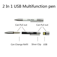 Hadiah Perusahaan 2 in 1 Pen Drive Usb Mini multifungsi, Pen Drive Usb dengan pulpen 3.0 2.0 tanda tangan portabel untuk Notebook