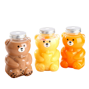 Wholesale for PET Plastic Juice <b>Bear</b> Drinking Bottles <b>Cute</b> Special Shape Boba Tea Bottle Cup Screw Cap - Product Image 1