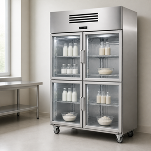 Réfrigérateur commercial vertical 4 portes 1300L, porte vitrée double, dégivrage automatique, éclairage LED pour magasin de proximité - Product Image 4