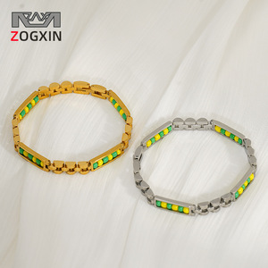 Zogxin Stainless Steel <b>Bracelet</b> Gold Silver Inlaid <b>Beads</b> Geometric Design Men's Jewelry Gift Fashion Beaded <b>Bracelets</b> - Product Image 1