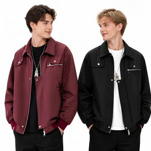 Blouson <span class=keywords><strong>bomber</strong></span> streetwear <span class=keywords><strong>homme</strong></span> haut de gamme automne/printemps style américain avec col à revers audacieux, fermeture éclair, coupe-vent - Product Image 5