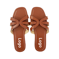 Sandales plates à bout ouvert pour femmes, OEM, styles classiques de luxe, chaussures tendance, chaussures plates à bout ouvert uniques, pantoufles pour femmes