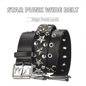 Nouvelle ceinture polyvalente pour femme, style punk, avec boucle en alliage à trou unique, largeur 3,8 cm, décoration étoile, boucle à ardillon tendance, 112 cm - Product Image 2