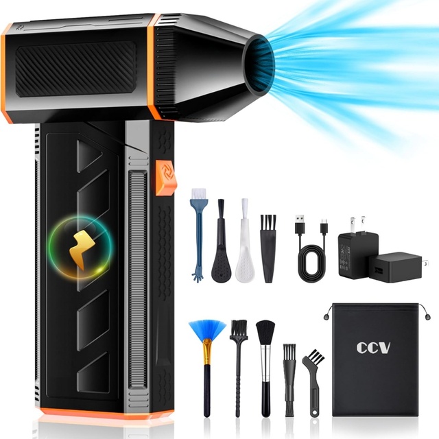 CCV Compressed Air Duster 120000RPM Electric Cordless 3-Speed Adjustable Rechargeable Battery Keyboard PC Cleaner for Car