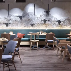 Modernes zerkleinertes samt hölzernes Stand Restaurant-Design-Sofa-Set