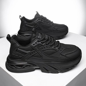 Chaussures pour hommes, style baskets, respirantes, en mesh, à semelle épaisse, à tige haute, noires, décontractées, sportives, best-seller du printemps - Product Image 4