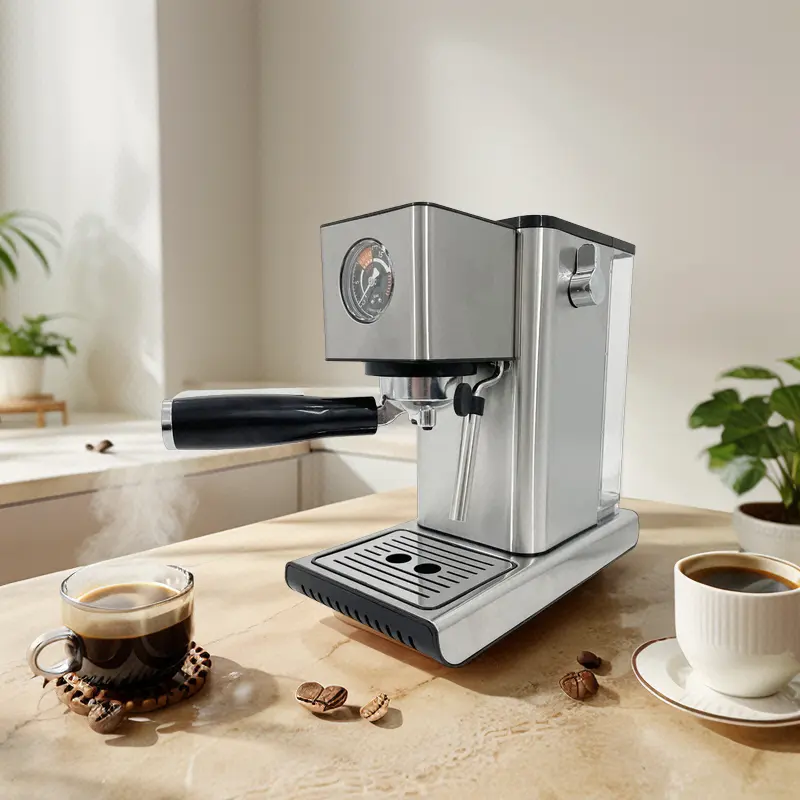ماكينة قهوة كهربائية آلية احترافية من الفولاذ المقاوم للصدأ ، كافيه أوتوماتيكي للاستخدام المنزلي للفنادق