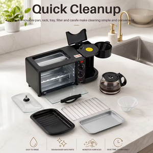 2025 New Hot Sell 3 in 1 <b>Breakfast</b> <b>Maker</b> Microwave 3 in 1 <b>Breakfast</b> Station Oven Coffee <b>Maker</b> and Frying Pan - Product Image 4