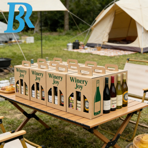 Scatole Personalizzate Riciclabili per Bicchieri da Vino con Finestra, Confezione da Asporto per 3 Bicchieri, Scatola Regalo in Cartone Kraft per Boccali da Birra, Portabottiglie per Bevande - Product Image 6