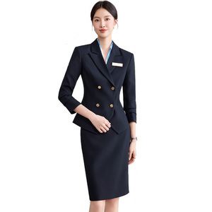 Women's <b>Black</b> Suit Set Three Quarter Sleeve Polyester Anti-Wrinkle Formal Business <b>Work</b> Uniform Autumn 2025 - Product Image 5