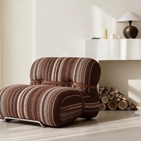 Fauteuil d'appoint minimaliste en tissu rayé avec rembourrage en mousse, fauteuil de loisirs individuel pour chambre à coucher, salon et salle d'exposition