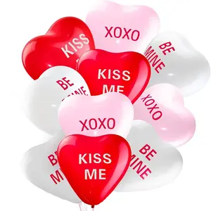 All'ingrosso stampa a forma di cuore di san valentino su misura XOXO KISS ME BE mia proposta di decorazione di nozze palloncini in lattice