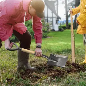 Pala de jardín cuadrada con mango D-Grip para excavar