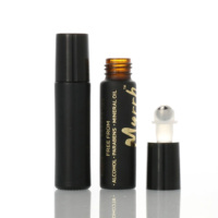 Bouteille à roulettes 10ml noir mat ambre bleu bouteilles en verre avec boule en métal 1/3 oz pour emballage d'huile de parfum cosmétique