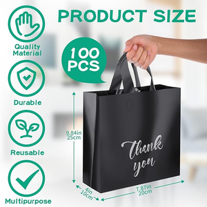 Nhựa Tote Túi mỹ phẩm quà tặng bao bì túi quần áo nam và nữ có thể in logo Tiếng Anh Cảm ơn bạn Túi - Product Image 2