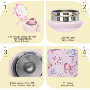 Kids Double Wall Stainless Steel Insulated Water Bottle With Handle And Lid Vacuum <b>Flask</b> For <b>Hot</b> And Cold Beverages - Product Image 5