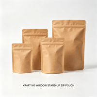 Sachets refermables en papier kraft écologique sans fenêtre, de qualité alimentaire, bruns opaques, pour chewing-gum, gelée, café, thé