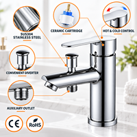 Robinet de lavabo moderne monocommande en acier inoxydable chromé avec valve en céramique pour appartements et balcons