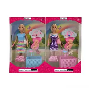 Paly House mainan pura-pura anak, kelas atas 11.5 inci mode rok mainan boneka dengan gelang tas kalung bayi anjing peliharaan untuk anak-anak