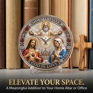 Moneta Commemorativa Personalizzata della Sacra Trinità con Rilievo 3D e Smalto, Monete Commemorative per Collezione d'Arte e Regalo Souvenir Culturale con Scatola - Product Image 6