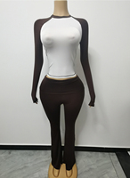 Ensemble de survêtement athlétique 2 pièces en coton pour femme, grande taille, manches longues raglan, avec bandeau, couleurs contrastées, idéal pour les grandes tailles