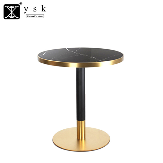 DT-1032 Luxury Restaurant Italian Gold Base Marble Dining Round Table