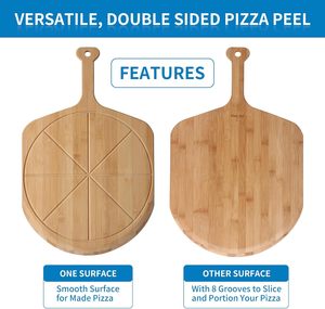 Pala para Pizza de Bambú Ligera y Lisa, Tabla para Cortar Pizza con 8 Ranuras para Cortar en Porciones, Accesorios para Horno de Pizza - Product Image 5