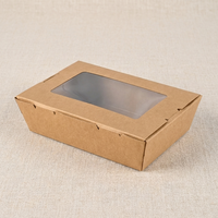 Boîte à emporter en papier jetable bon marché avec fenêtre, emballage alimentaire en gros, boîte à emporter avec logo imprimé