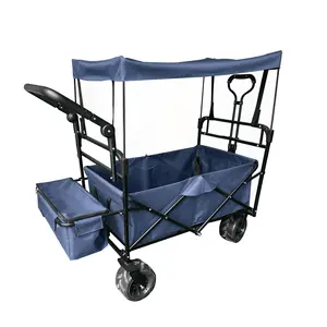 Wagon utilitaire extérieur pliable chariot jardin plage pliant wagon certificat avec auvent utilitaire