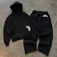 Setelan Olahraga Pria Model Baggy Jogger Custom, Jahitan Kontras, Gaya Y2K, Hoodie Pullover French Terry, Celana Sweatpants, Bahan Tebal