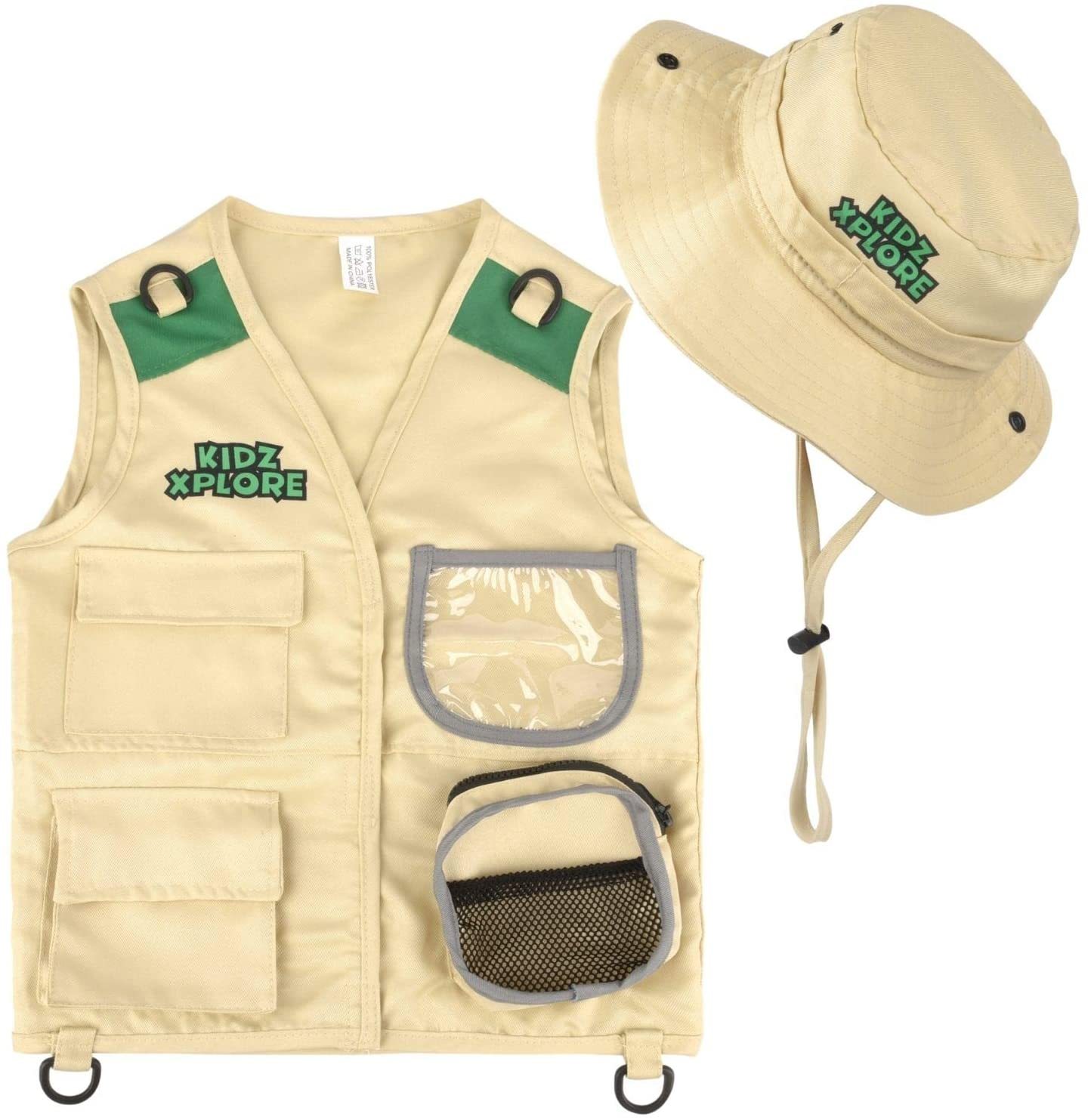 Safari Kidz Kit d'explorateur en plein air – Ensemble gilet cargo et chapeau camouflage rose, aventures dans la nature, costume lavable, à partir de 3 ans
